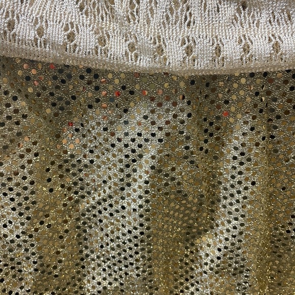 Gunne Sax dress maxi gown by Jessica Mclintock sz 7 knit gold sequin strapless - Picture 6 of 11